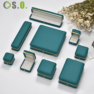 Green Pu Jewelry <b>Box</b> With Gold Border Custom Logo For Wholesale Jewelry In Stock Packaging And <b>Gifts</b> - Product Image 3