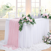 Chemin de table en gaze de coton de haute qualité 90x120 pouces, chemin de table de luxe transparent pour la Saint-Valentin et les mariages, en tissu polyester et élasthanne