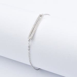 Personal Poesy Bracelet Bar Blanc CZ Bracelet à breloques ouvert 925 - Product Image 3