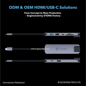Syong 5-in-1 <span class=keywords><strong>USB</strong></span> C Docking Station Hub OTG 4k <span class=keywords><strong>USB</strong></span> 3.0 Cổng * 3 100W Giao hàng điện cho Anker cho HP ODM/OEM nhà máy trong kho - Product Image 2