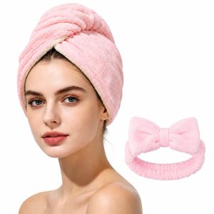 Serviette à cheveux en microfibre épaisse à double couche pour femmes, serviettes de séchage douces, légères et à séchage rapide, turban pour cheveux bouclés et longs - Product Image 1