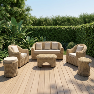 Grande vente de meubles indonésiens en cadre en bois mixte rotin et coussin 3 places livorno astor banane stock limité - Product Image 3