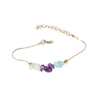 Bracelet en pierre naturelle pour femme, pierre de lune, aigue-marine, améthyste, bracelet en éclats de cristal, bijoux de guérison, vente en gros
