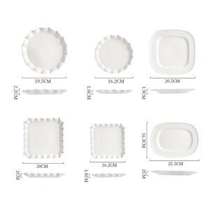 Service de vaisselle de luxe en porcelaine blanche, assiettes à fruits et salades, forme carrée ou ronde, bords incurvés classiques, pour hôtels et restaurants, vente en gros - Product Image 3
