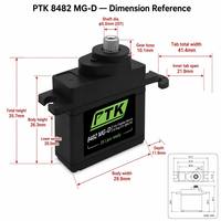 Servo Digital PTK 8482 MG-D HV con Engranajes Metálicos, Motor 2BB, 7.3kg, 0.059s, Compatible con Lipo 2S 4.8V-8.4V para RC, Aviones de Ala Fija, Planeadores, F3P y Coches