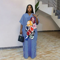 Nouvelle Robe d'été ample à col en V, imprimé cœurs colorés, style africain Boubou Caftan, grande taille, pour femme, décontractée, pour fête ou vacances
