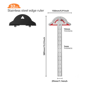 Imbot Règle en acier inoxydable 3 en 1 Règle de bord Règle d'équerre Outils de mesure pour la menuiserie - Product Image 1