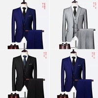 Costume de mariage pour homme, coupe slim, à simple boutonnage, 3 pièces (costume + pantalon + gilet), costume formel pour homme