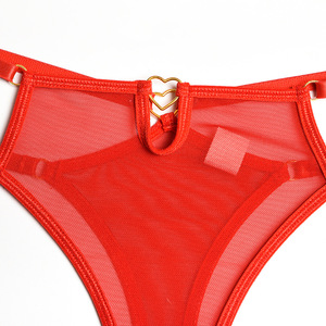 Set di Lingerie Sexy da Donna in Pizzo Rosso con Scollo Profondo a V, Reggiseno con Fibbia e <span class=keywords><strong>Perizoma</strong></span>, 2 Pezzi per Nightclub - Product Image 5