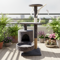 Tour à chat multi-niveaux en bois avec condo en peluche, hamac, centre d'activités, jouet en sisal, emballage en carton écologique