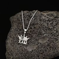 Pendentif Lettre Max Couronne Dorée Style Punk Sertie de Zircons Super Brillant avec Chaîne Cordon – Bijou Cadeau en Gros