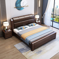 Lits en bois sculptés Style nordique Minimaliste Lit double Meubles de chambre à coucher Lit king size Meubles d'hôtel pas chers Meubles de chambre à coucher
