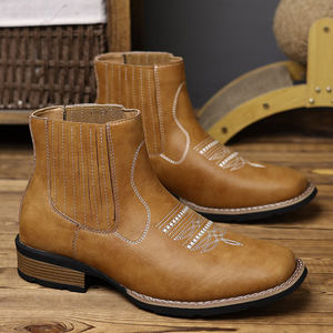 Botas Chelsea Unisex Estilo Cowboy, Cómodas, Impermeables, con Tacón Grueso y Punta en Pico, Botas Occidentales para Hombre, Ideales para Fiestas - Product Image 2