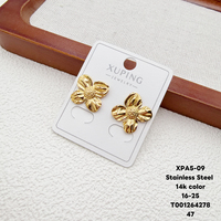 Pendientes de Mujer XUPING, Diseño de Flor, Hoja y Corazón, Forma Exagerada, Grandes, Chapados en Oro de 14K, Acero Inoxidable