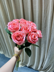 Hoa Trang Trí Đám Cưới Hoa Vải Nhân Tạo Hoa Hồng Đơn Cành Hoa Hồng Vàng Đỏ 50 Cm - Product Image 4