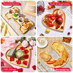 Ensemble de plateaux en bois « Je t'aime » en bambou pour servir des collations, des fruits, cadeau décoratif pour la Saint-Valentin - Product Image 4