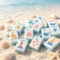 Jeu de Mahjong pour enfants à bords lisses, tuiles fines, Mahjong côtier, jeu de voyage pour fête de plage et vacances d'été
