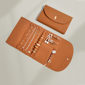 Rownyeon Draagbare Pu Lederen Custom Logo Reizen Oorbel Ketting Opbergdoos Sieraden Organizer Tas Met Knop - Product Image 5