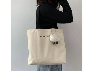 Grande capacité nouvelle étudiante sac fourre-tout Simple Fashion Style toile sac à bandoulière poignée en velours côtelé motif personnalisé pour le tutorat - Product Image 6