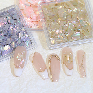 Éclats de coquillages irréguliers 6 couleurs, fragments naturels fins effet aurore, paillettes texturées, manucure colorée, flocons d'ormeau, coquillages marins 3D pour <span class=keywords><strong>ongles</strong></span> - Product Image 3