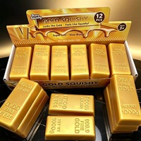 Jouet anti-stress en forme de brique d'or compressible en PU avec une texture douce et collante pour les 14 ans et plus, sans petites pièces