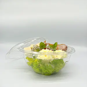 Wholesale 36oz Disposable Plastic Salad Fruit Container Multifunctional Salad Box with Sauce Box Compartmentalize Divide Tray