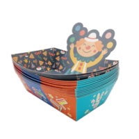 Service de nourriture personnalisé personnalisé imprimé pas cher prix de gros plateau en papier boîtes de bateau pour la fête des enfants