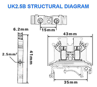 Bloc de bornes à vis sur rail DIN SAK Series JSAK 2.5EN, contact en laiton, connecteur de câblage industriel