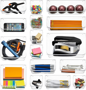 25 pcs rõ ràng nhựa Duy nhất-tier ngăn kéo tổ chức thiết lập 4-có kích thước đa năng nhà bếp phòng tắm/Vanity lưu trữ tổ chức của bạn - Product Image 5