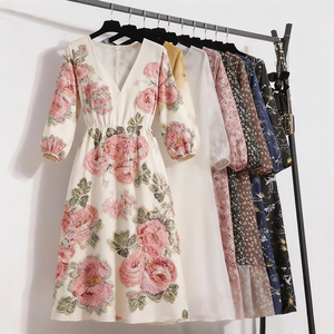 YFY Custom OEM 2025 estate donna stampa floreale servizio di abito stile bohémien Chiffon Maxi <span class=keywords><strong>abbigliamento</strong></span> per <span class=keywords><strong>matrimonio</strong></span> da spiaggia - Product Image 2