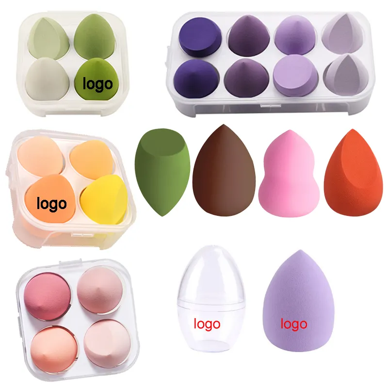 Neuzugang blaue Form Kosmatische Puffs Schwamm Kosmetik-Makeup-Blender Mischen Make-up-Swamm individuelles Logo 4-teiliges 8-teiliges Set 2-teilig rot