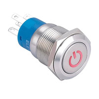 ELEWIND Interrupteur à bouton-poussoir momentané avec symbole de puissance illuminé de 19mm (PM192F-11DT/R/12 V/S)