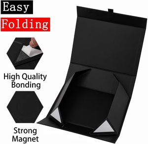 Boîtes en carton rigide en forme de livre avec logo personnalisé, aimantées, recyclables, noires, avec insert, pour emballage cadeau - Product Image 3