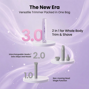 Depiladora eléctrica de doble cabezal, color morado, recargable por USB, para afeitar mejillas, brazos y axilas. - Product Image 3