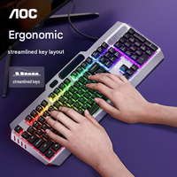 Clavier optique sans fil USB AOC KB122 2,4 GHz, 104 touches, sensation mécanique, rétroéclairage RVB 26 touches, nouveau clavier de jeu pour