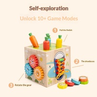 Cubo de Actividades Montessori Duradero para Combinar Colores, Clasificador de Formas Multifuncional, Juguete Educativo de Pesca de Madera para Niños