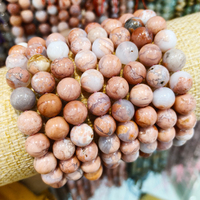 Perles rondes en agate rose naturelle, une chaîne de perles pour la fabrication de bijoux DIY, bracelet pour femmes et hommes, cadeau de bijoux