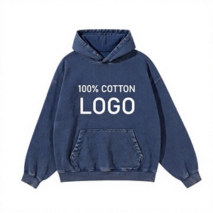 Sweat-shirt à capuche vintage en coton 100% 400GSM, lavage à l'acide, coupe ample pour homme - Product Image 3
