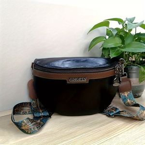 Bolso de hombro de banda ancha Retro Vintage para mujer, bolso de sillín con textura de Joker y correa única, cremallera geométrica elegante para invierno - Product Image 4