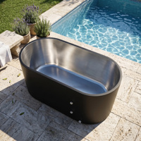 Baignoire de plongeon en acier inoxydable noir anti-corrosion de luxe, de qualité supérieure, pour bain froid, 304, pour extérieur, salle de sport, double paroi isolée