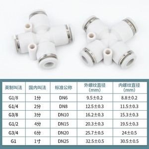 Qingze Pneumatic <b>Quick</b> Connect Four Way <b>Connector</b> 4 6 8 10 12mm Plastic Air Compressor Fitting - Product Image 1