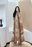 Nouvelle Abaya plissée imprimée Miyake, élégante et luxueuse, avec robe à devant ouvert, veste kaftan musulmane tendance pour le Ramadan