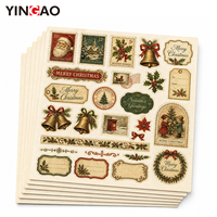 Autocollant personnalisé découpé à la forme, en vinyle imperméable, style vintage rétro, Noël, avec n'importe quel logo, pour emballage cadeau, enveloppe, scrapbooking
