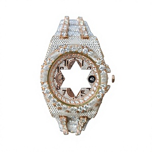 Montre mécanique de luxe pour hommes, boîtier de 43mm, chronographe analogique, or rose, acier inoxydable, cadran en moissanite, cristal saphir - Product Image 1