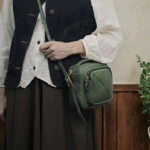 Artistic Handmade Vegetable Tanned Cowhide Women's Shoulder <b>Bag</b> Green 7 Inch Square Crossbody <b>Bag</b> Retro <b>Patchwork</b> Style - Product Image 4