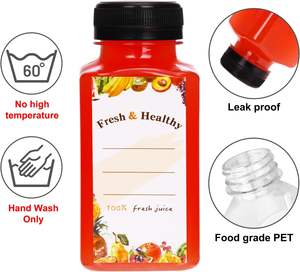 PET Square Beverage Bottles for Juice Business. 60ml 120ml 250ml 350ml 500ml 1000ml <b>French</b> Smooth Beverage Bottle With Cap - Product Image 4