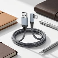 Câble de transfert de données USB vers Type-C à angle droit en alliage d'aluminium TPE tressé 2026, charge rapide 5 Gbit/s, 3 m, pour téléphone portable