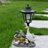 SE7ART BY-055 Grande Décoration Solaire en Résine en Forme de Canard Blanc, Écologique, Créative, pour Aménagement Paysager Extérieur