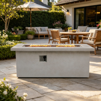 Table de foyer moderne au gaz naturel de 60 pouces, 60 000 BTU, rectangulaire, en MGO, autoportante, écologique, pour jardin, terrasse, cour