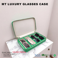 Caja de reloj de viaje en forma de rectángulo de cuero PU para anteojos, gafas de sol, exhibición de joyería para 4 gafas de sol